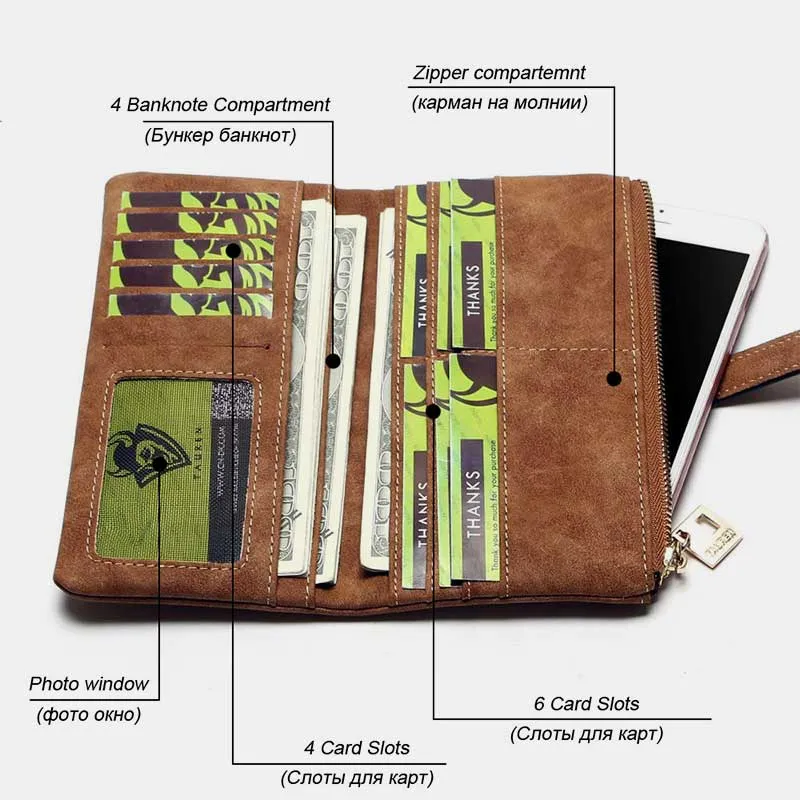 【product-image-alt】-【GROUP A】Lightweight Vintage LargeCapacity Long Wallet-Handmade leather bags,Wallet